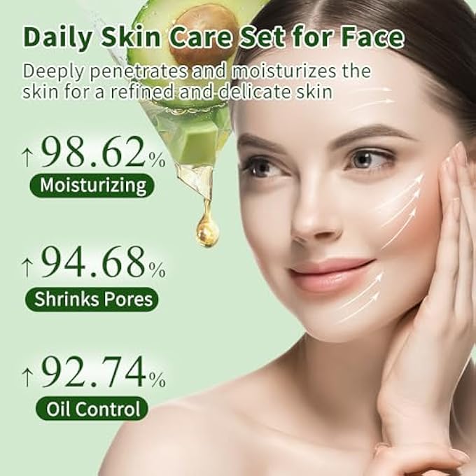 mopayzer SKIN CARE SET AVOCADO, SKIN HYDRATION KITS, FACIAL KIT FEMALE CLEANSER, SERUM, FACIAL CREAM, EYE TRAVEL (4 PIECES) - Image 4